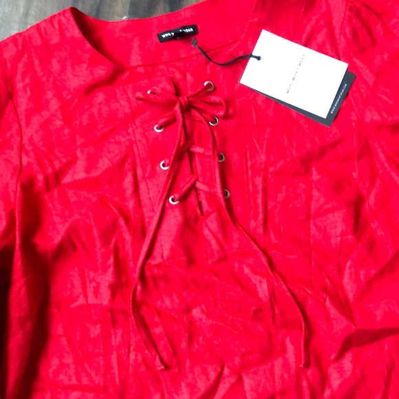 Who What Wear 3/4 Sleeve Lace-Up Dress - Picture 7 of 7